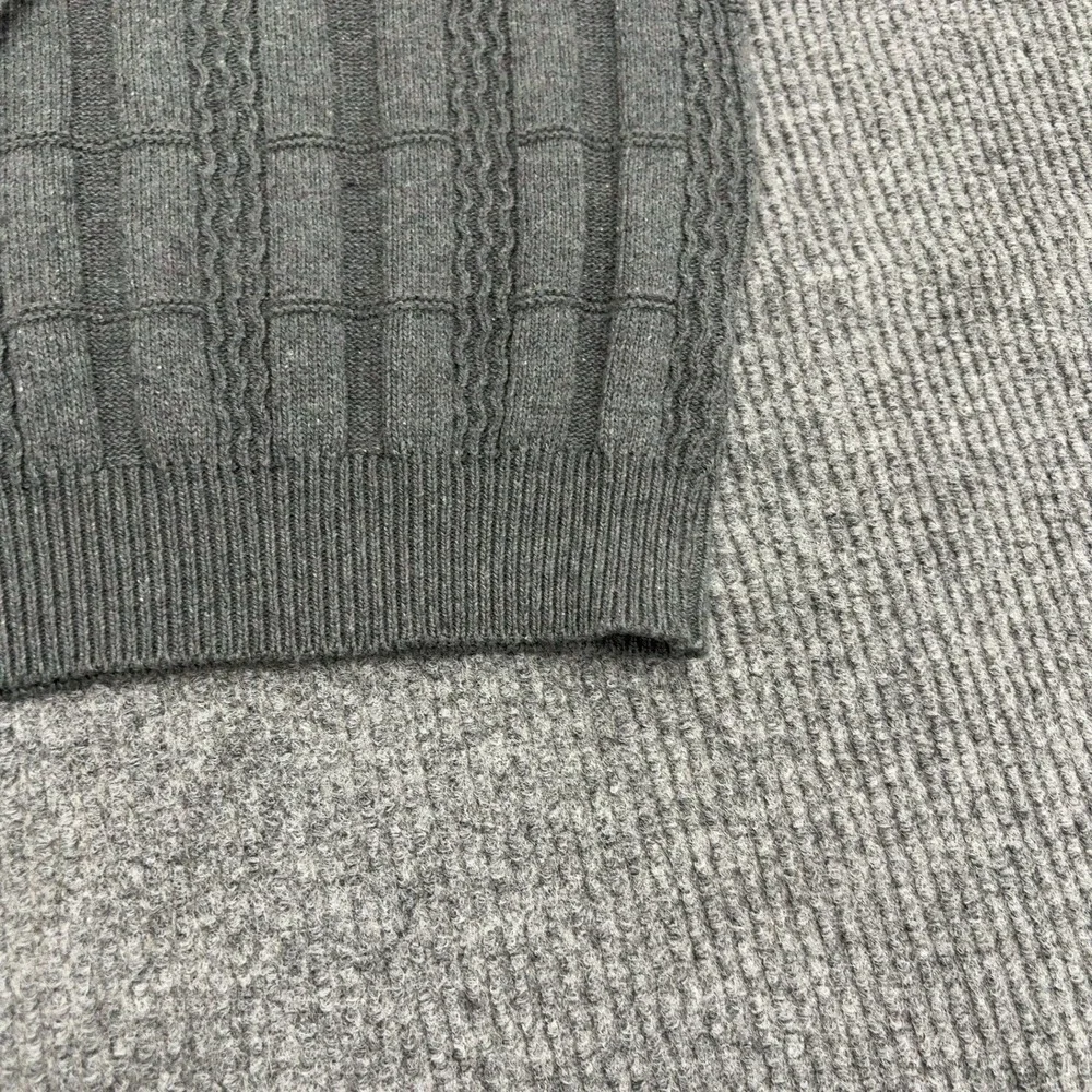 Oscar de la Renta Sweater Mens XL Grey Cotton Blend Knit Textured Vintage Style